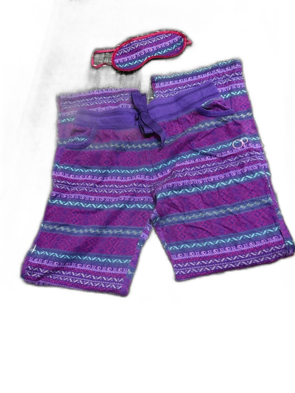 OP Purple Cotton Lounge pants with sleep mask